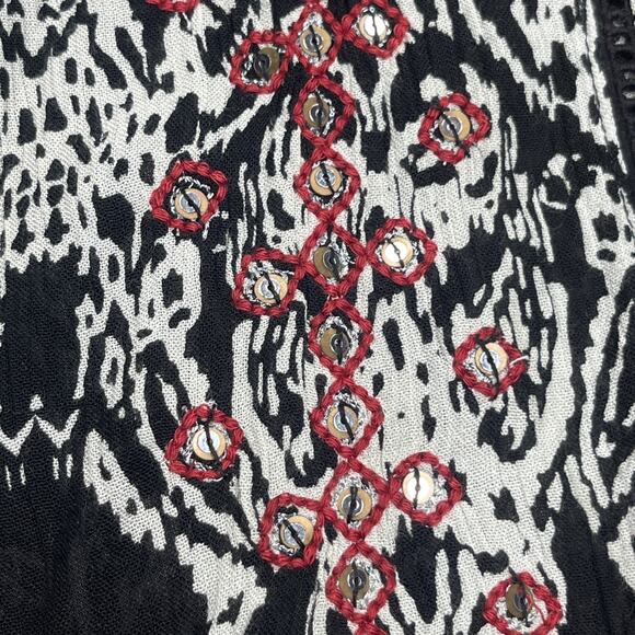 SOFT SURROUNDINGS Peasant Boho Tunic Top Size L Black Relaxed Sequin Bell Sleeve - Picture 8 of 13